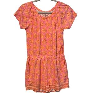 NWOT Vineyard Vines Girls Orange and Pink Fish Romper in a Size XL